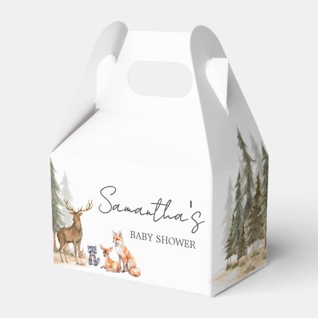 Adventure Begin Woodland Animals Baby Shower Favour Box (Front Side)
