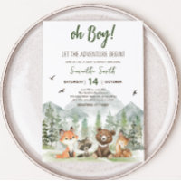 Adventure Begin Woodland Animals Baby Shower