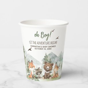Adventure Begin Woodland Animals Baby Shower Paper Cups