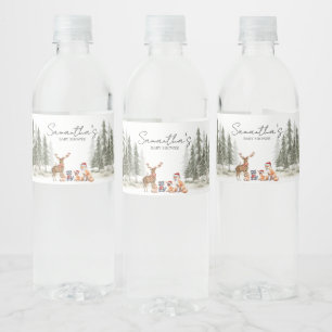 Adventure Begin Woodland Animals Baby Shower Water Bottle Label