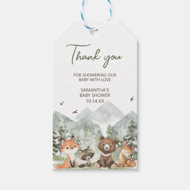Adventure Begin Woodland Animals Favour Tags (Front)
