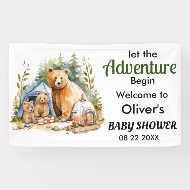 Adventure Begin Woodland Baby Shower  Banner (Horizontal)