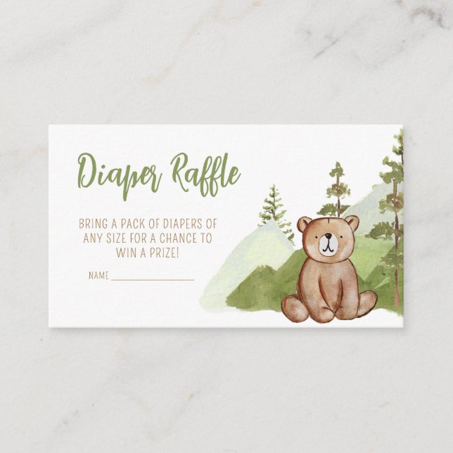 Adventure Begin Woodland Baby Shower Diaper Raffle Enclosure Card (Front)
