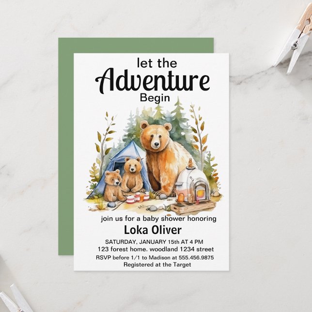 Adventure Begin Woodland Baby Shower Invitation (Creator Uploaded)
