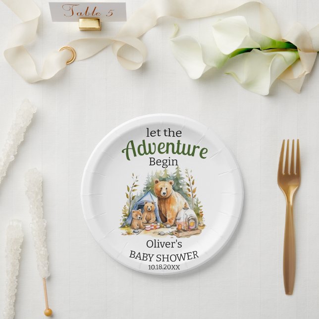 Adventure Begin Woodland Baby Shower  Paper Plate (Creator Uploaded)
