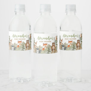 Adventure Begin Woodland Mountain Baby Shower Water Bottle Label
