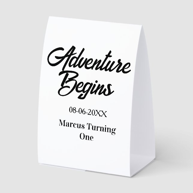 Adventure begins 1st birthday name date simple min (Front)
