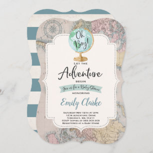 Adventure Begins Baby Shower Invitation Map Shower