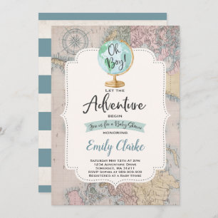 Adventure Begins Baby Shower Invitation Map Shower