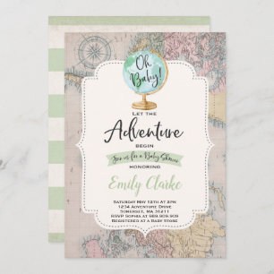 Adventure Begins Baby Shower Invitation Map Shower
