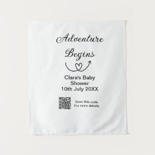 Adventure begins baby shower scan QR code heart si Tapestry