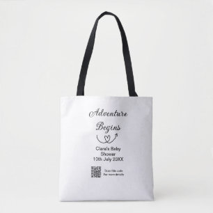 Adventure begins baby shower scan QR code heart si Tote Bag
