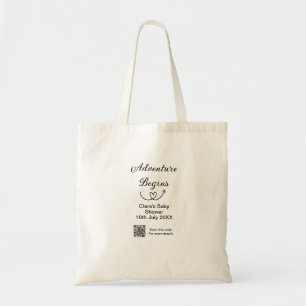 Adventure begins baby shower scan QR code heart si Tote Bag