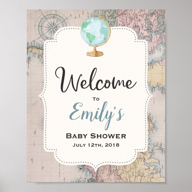 Adventure Begins Baby Shower Welcome Sign (Front)