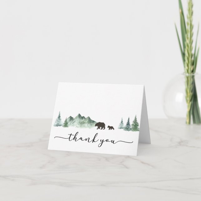 Adventure Begins Bear Baby Shower Thank You Card (Front)