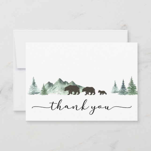 Adventure Begins Bear Baby Shower Thank You Card (Front)