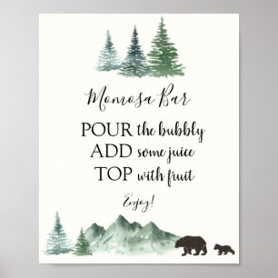 Adventure Begins Bear Momosa Bar Drink Sign