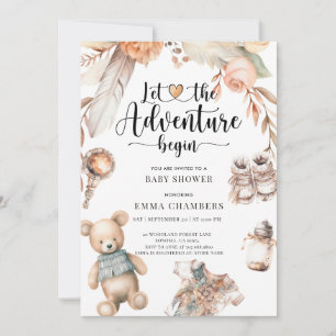 Adventure Begins Boho Baby Shower Gender Neutral Invitation