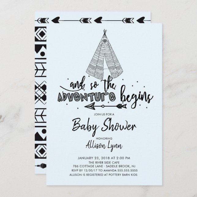 Adventure Begins Boys Baby Shower Invitation (Front/Back)