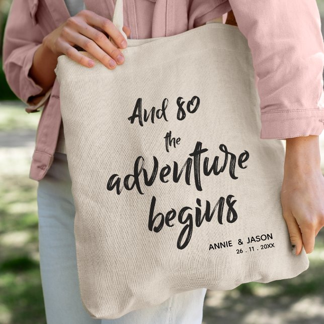 Adventure Begins Bride And Groom Wedding Favour Tote Bag (Creator Uploaded)