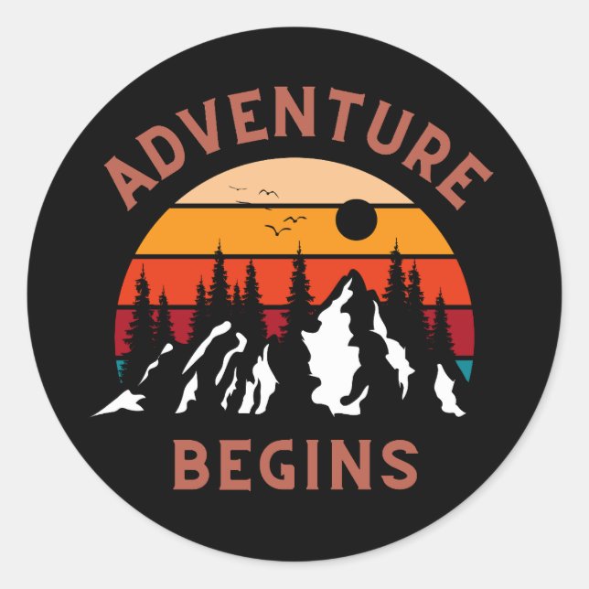Adventure Begins Classic Round Sticker (Front)