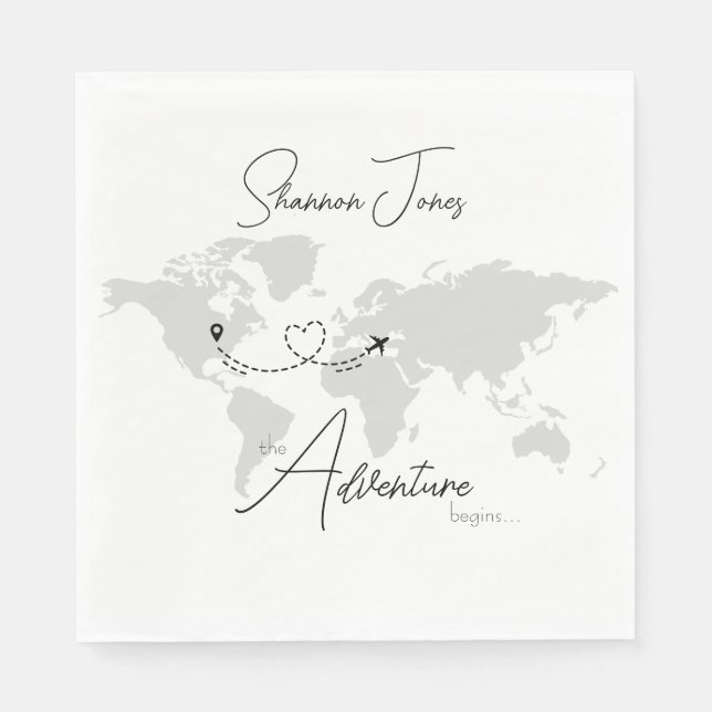 Adventure Begins College Graduation Party Napkin (Front)