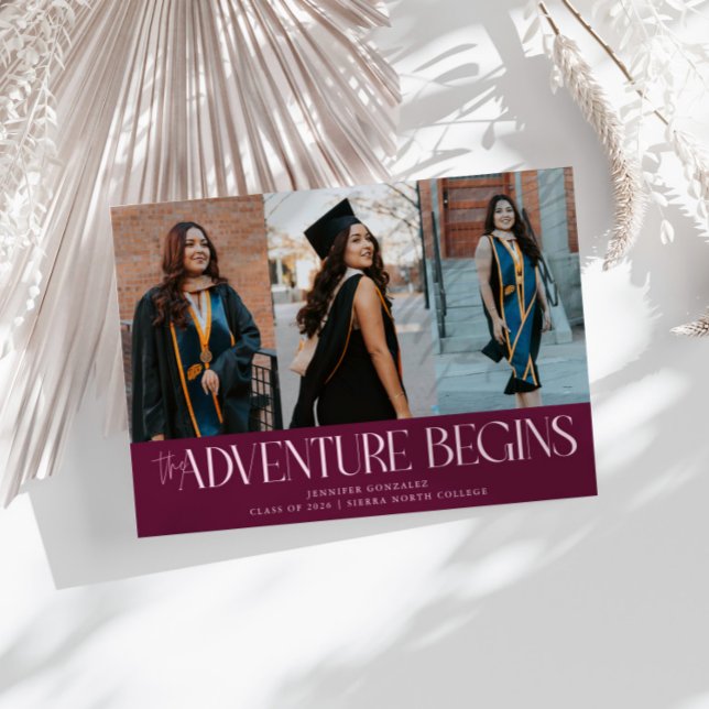 Adventure Begins Cranberry Grad Multi Photo Announcement (Creator Uploaded)