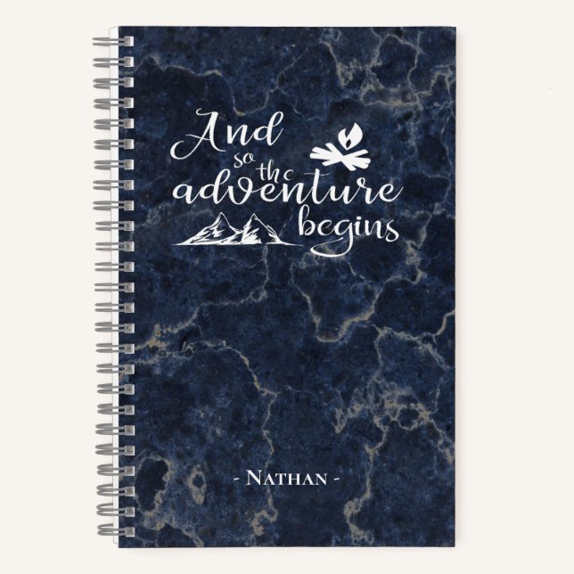 Adventure Begins Elegant Travel Quote Personalised Notebook (Front)