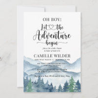 Adventure Begins Forest Boy Baby Shower Invitation