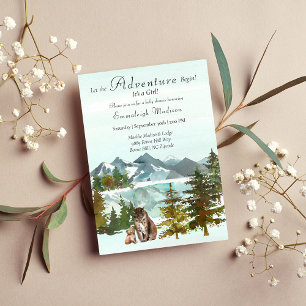 Adventure Begins Girl Lynx Rustic Baby Shower Invitation