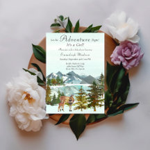 Adventure Begins Girl Rustic Deer Baby Shower