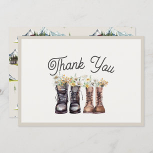 Adventure Begins Hiking Boots Couples Shower Thank You Card