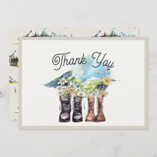 Adventure Begins Hiking Boots Couples Shower Thank You Card