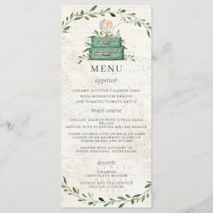 Adventure Begins Luggage Greenery Map Shower Menu