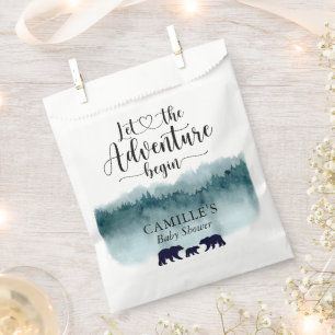 Adventure Begins Mountains Bears Baby Shower Favour Bag