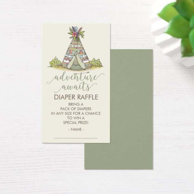 Adventure Begins Neutral Baby Shower Diaper Ticket (Desk)