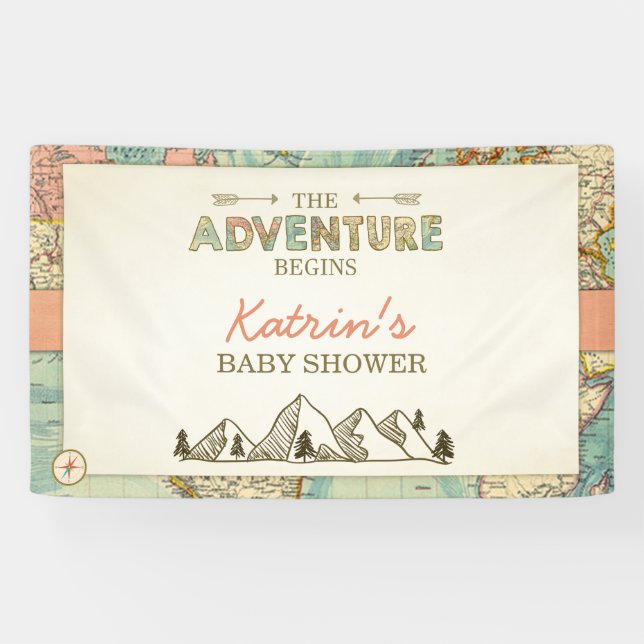 Adventure Begins Party Banner World Map Place (Horizontal)