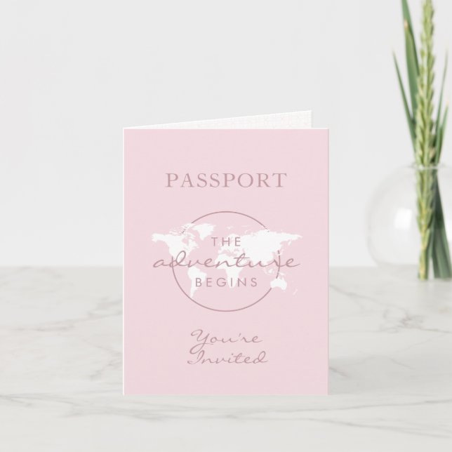 Adventure Begins Passport Travel Theme Baby Shower Invitation (Front)