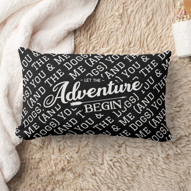 "Adventure Begins" Personalise With Your Text Lumbar Cushion (Blanket)