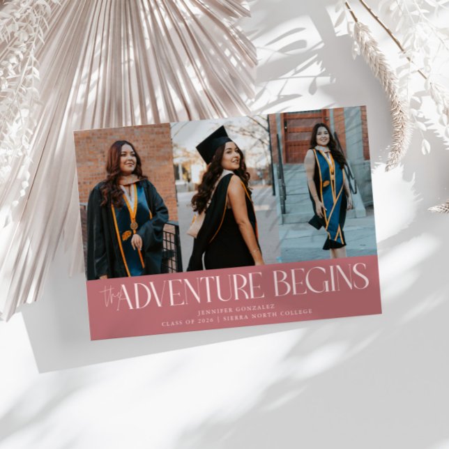 Adventure Begins Pink Grad Multi Photo Announcement (Creator Uploaded)