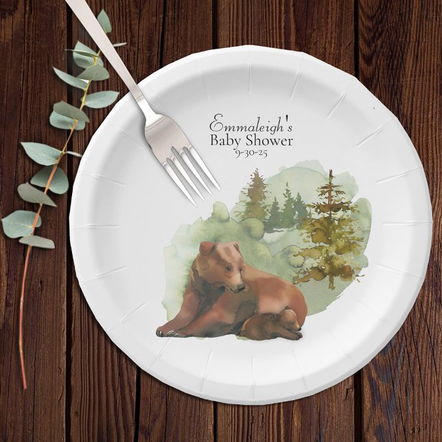 Adventure Begins Rustic Bears Paper Plate (Creator Uploaded)