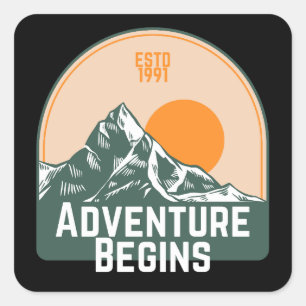 Adventure Begins Square Sticker