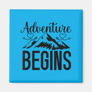 Adventure Begins Wedding Engagement Travel Couple Magnet