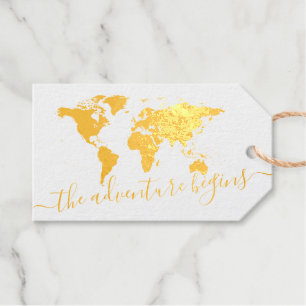 Adventure Begins World Map Destination Favour REAL Gift Tags