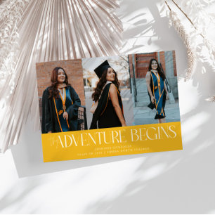 Adventure Begins Yellow Grad Multi Photo Announcement