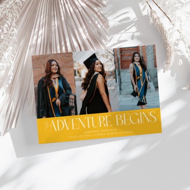 Adventure Begins Yellow Grad Multi Photo Announcement (Creator Uploaded)