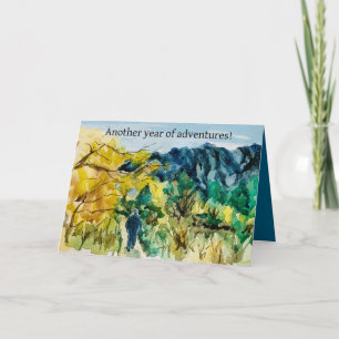 Adventure Birthday Hiking Trail Mountain Landscape Card