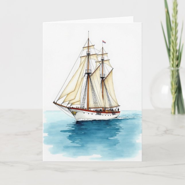 Adventure Birthday Sailing Ship Card (Front)