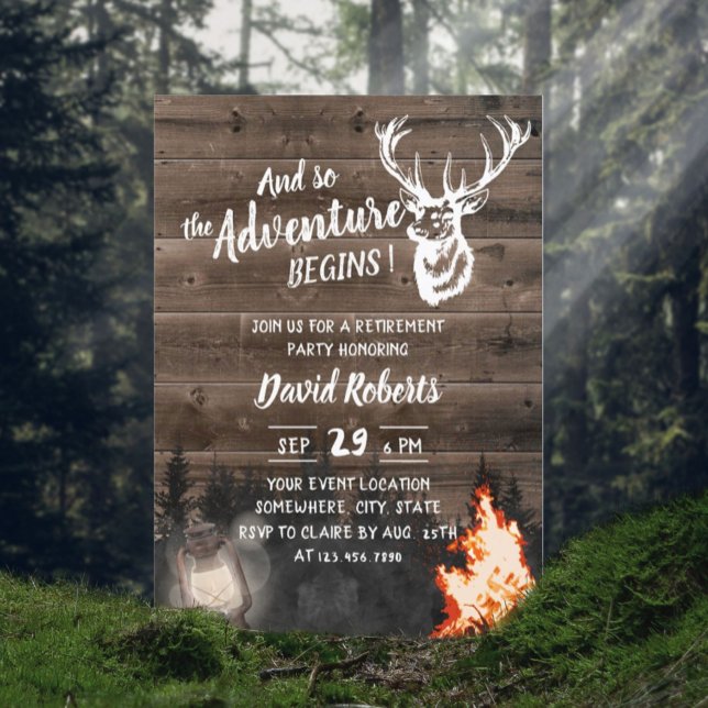 Adventure Bonfire & Lantern Hunting Retirement Invitation (Creator Uploaded)