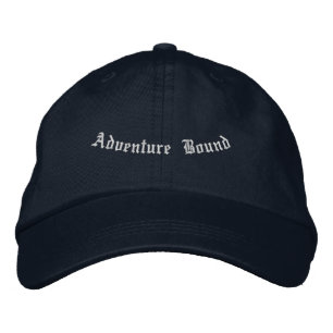 Adventure Bound Text Navy journey Seeker Inspired Embroidered Hat